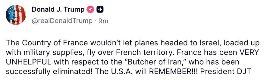 特朗普刚发社论强硬放话：美国会记住法国的所作所为！
 
据特朗普最新表态，法国拒