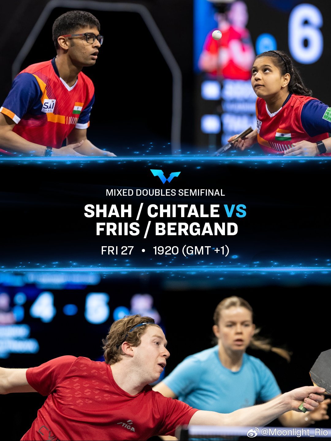 WTT常规挑战赛突尼斯站2026wtt 混双半决赛对阵⚔️🇮🇳奇塔莱/玛纳什