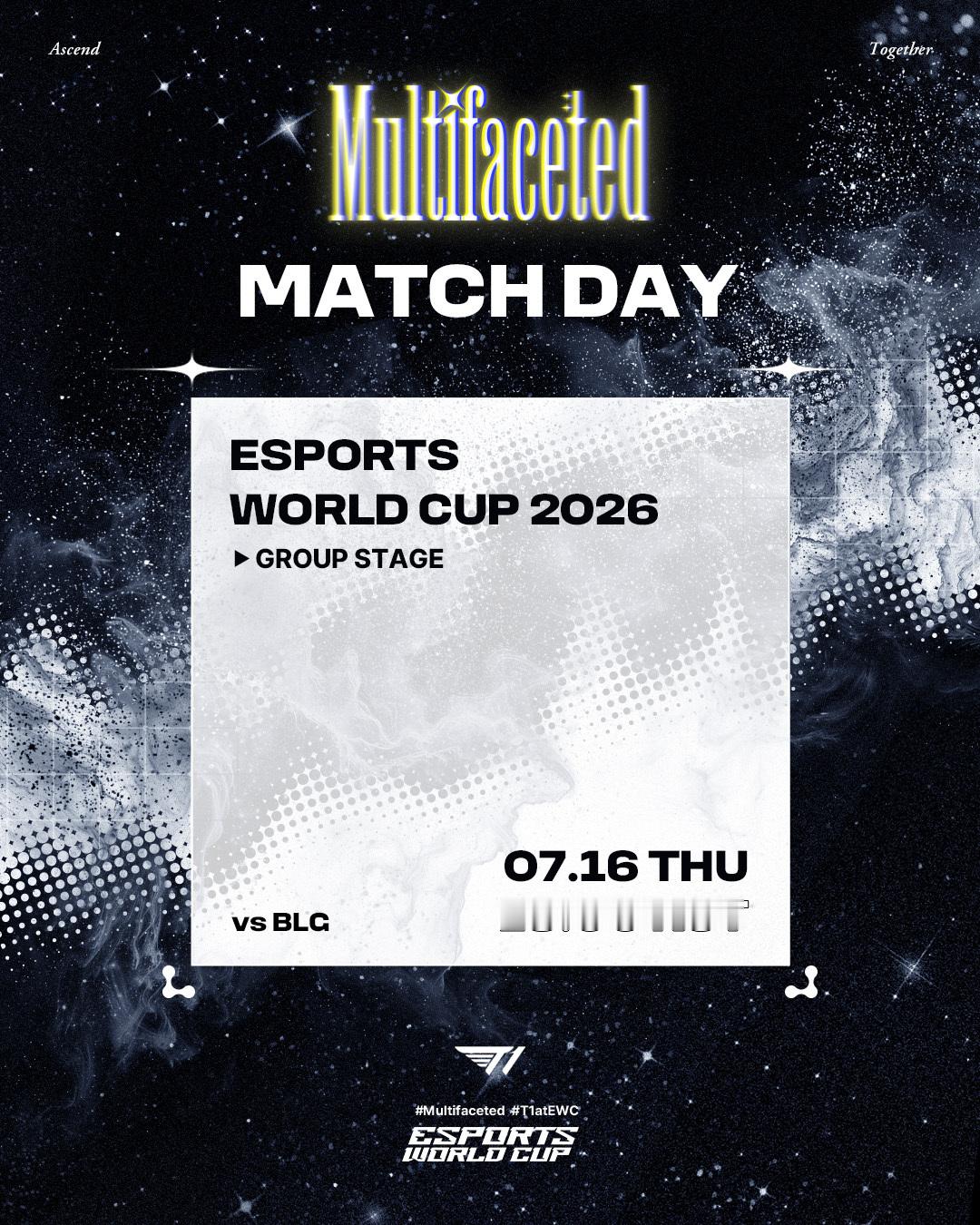 【EWC电竞世俱杯 】 vs BLG今天的比赛对阵BLG，请粉丝们多多支持！T1