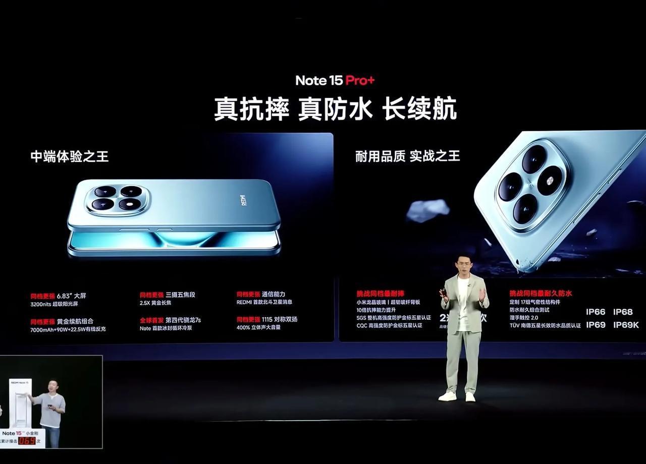 红米Note15 Pro+发布，加量又降价，核心配置：

6.83寸1.5K全等