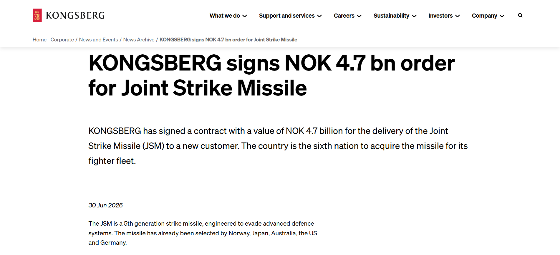 中外舰闻 每天认识一件兵器 烽火问鼎计划 挪威🇳🇴Kongsberg公司官媒