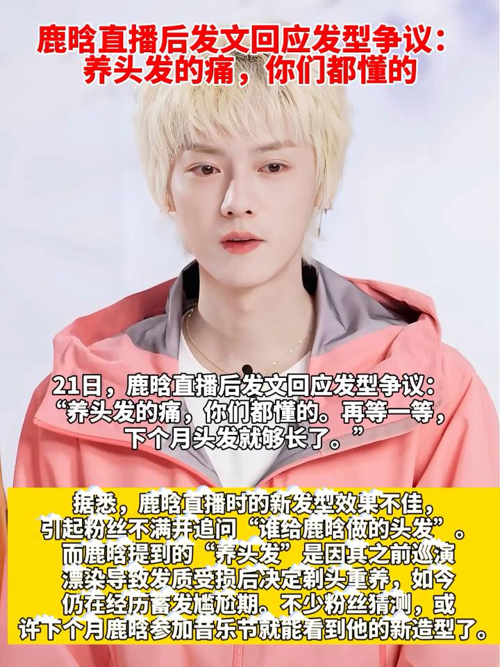 漂染导致发质受损后决定剃头重养，如今仍在经历蓄发尴尬期。不少粉丝猜测，或许下个月