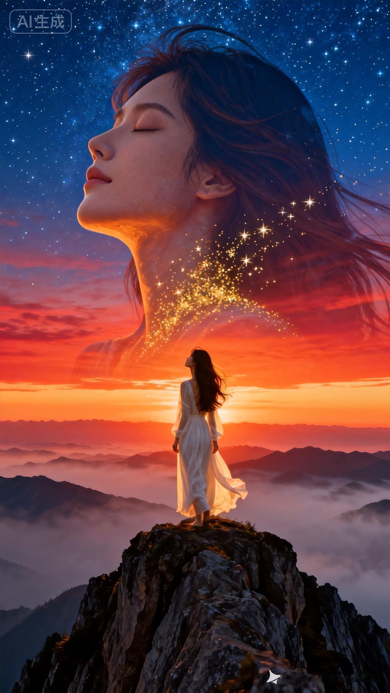站在山顶，仰望星空，感受大自然的宁静与美好。