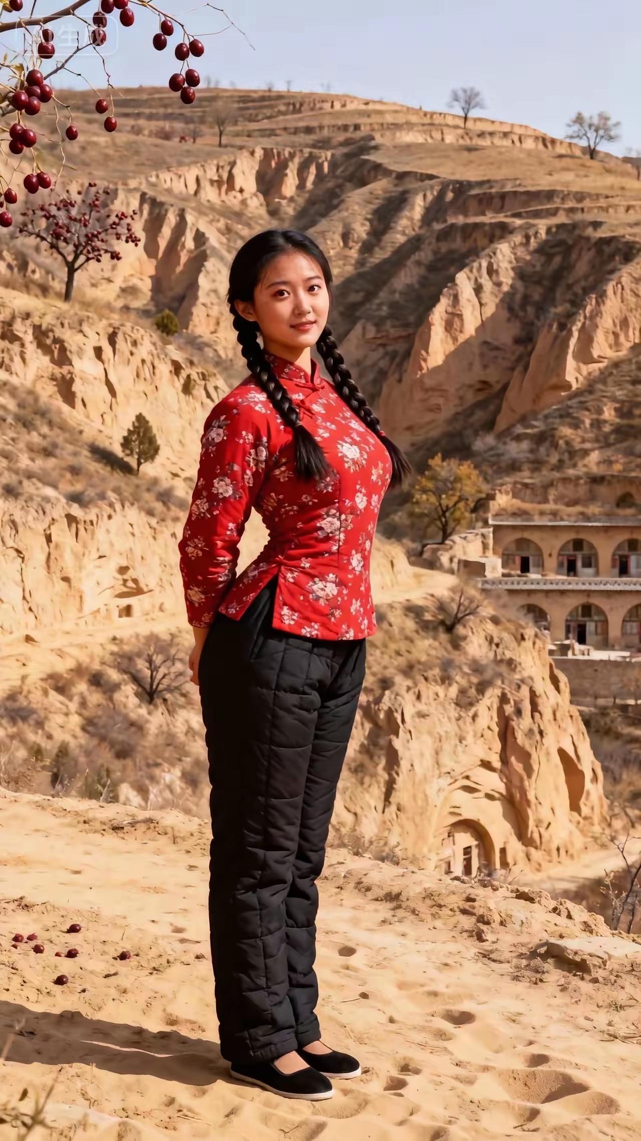 清江引·樱桃树下
樱桃树底风情盛，
黄土佳人映。
眸含善睐柔，
影入柔阳静。
宛