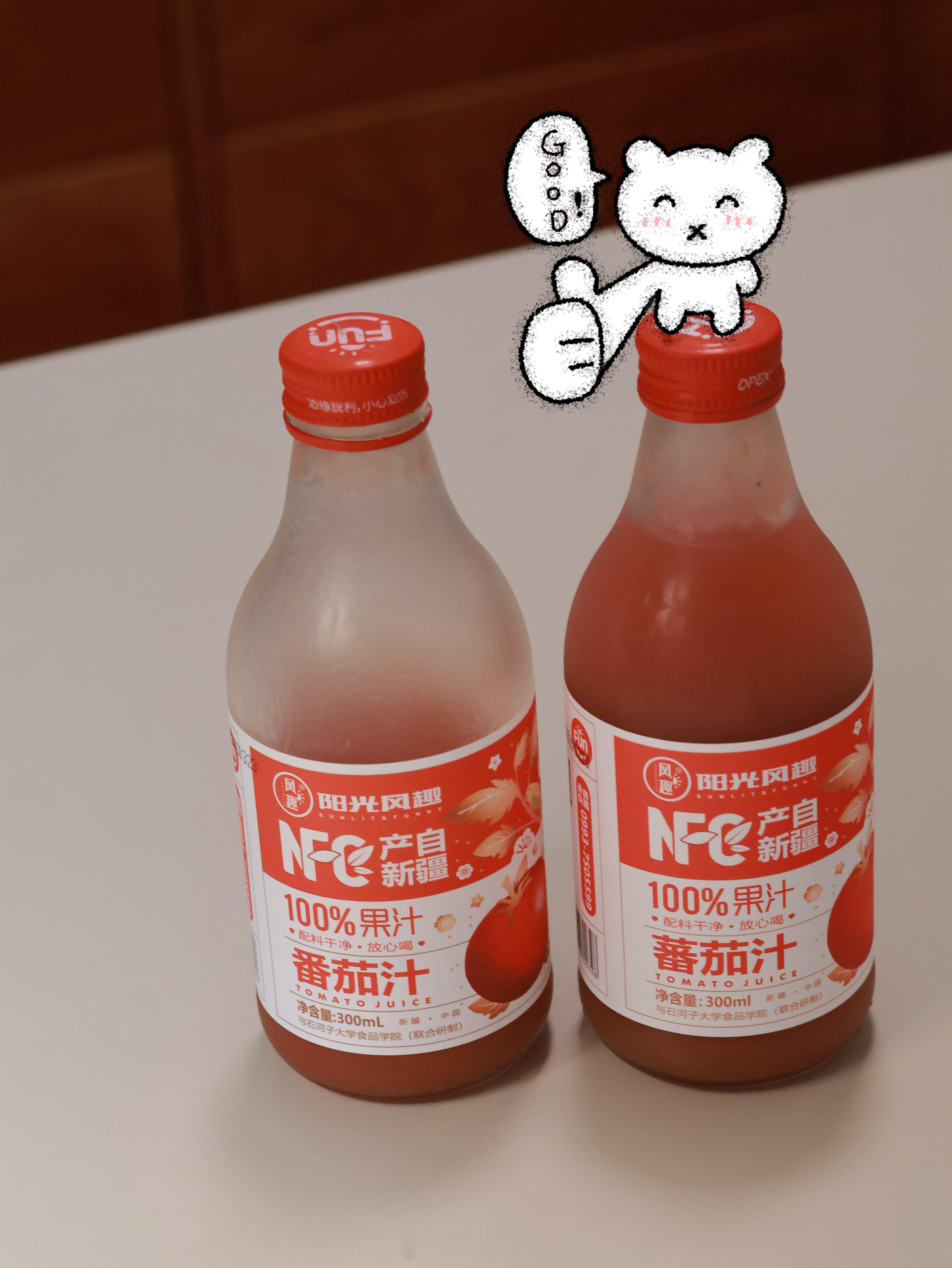 这个新疆NFC🍅什么都好就是有错别字，一瓶番茄汁一瓶又蕃茄汁。 