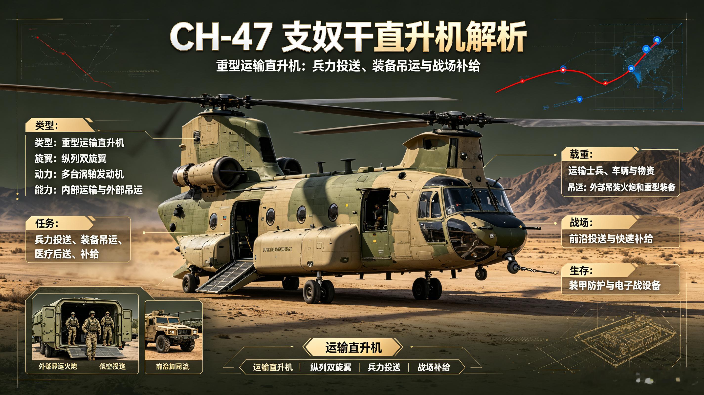 每天认识一件兵器——CH-47“支奴干”重型运输直升机今天聊聊美国陆军航空兵的“