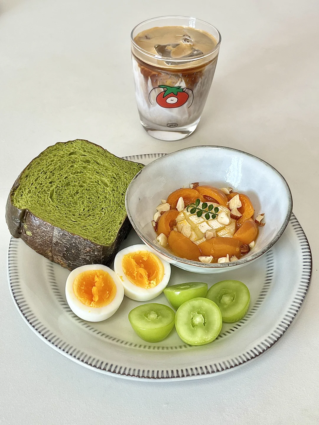 快手早餐|抹茶碱水吐司🍞杏子烤布里奶酪🧀
