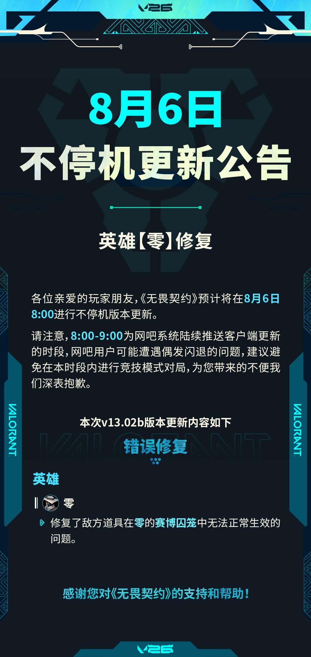 8月6日更新：修复敌方道具在零的赛博囚笼中无法生效的问题