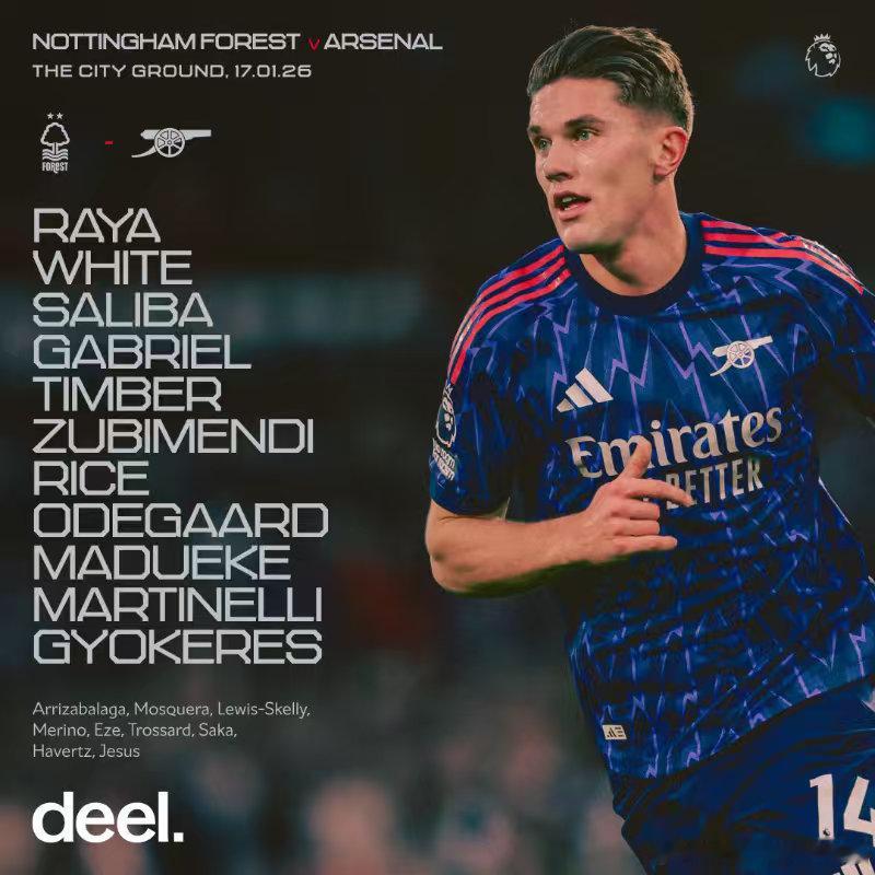 诺丁汉森林vs阿森纳 首发阵容⬇️ 1:30开赛！诺丁汉森林首发：26-赛尔斯、