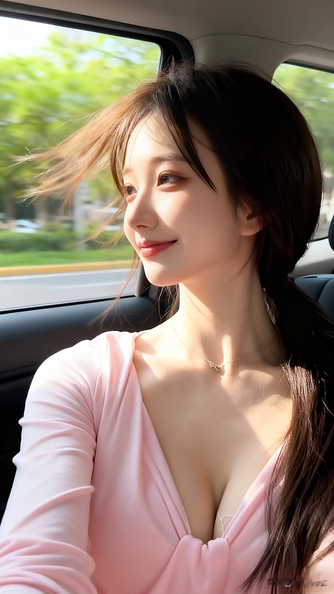 阳光洒进车窗，一路风景美如画。