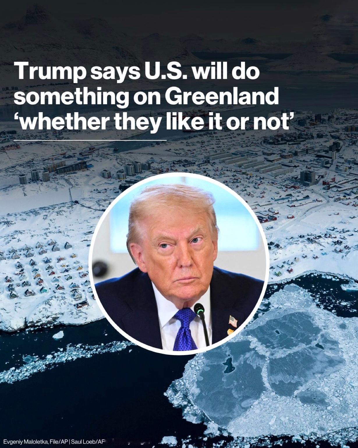 特朗普当地时间周五继续强调美国控制格陵兰岛，他告诉记者：“不管他们喜欢与否，我们