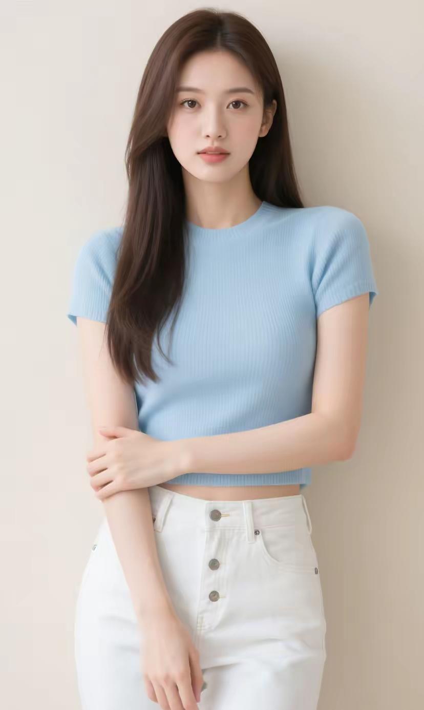 温柔蓝白穿搭，清新自然，简约大方