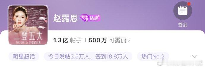赵露思超话粉丝达500万 赵露思超话粉丝达500万，好多人啊~赵露思超话粉丝50