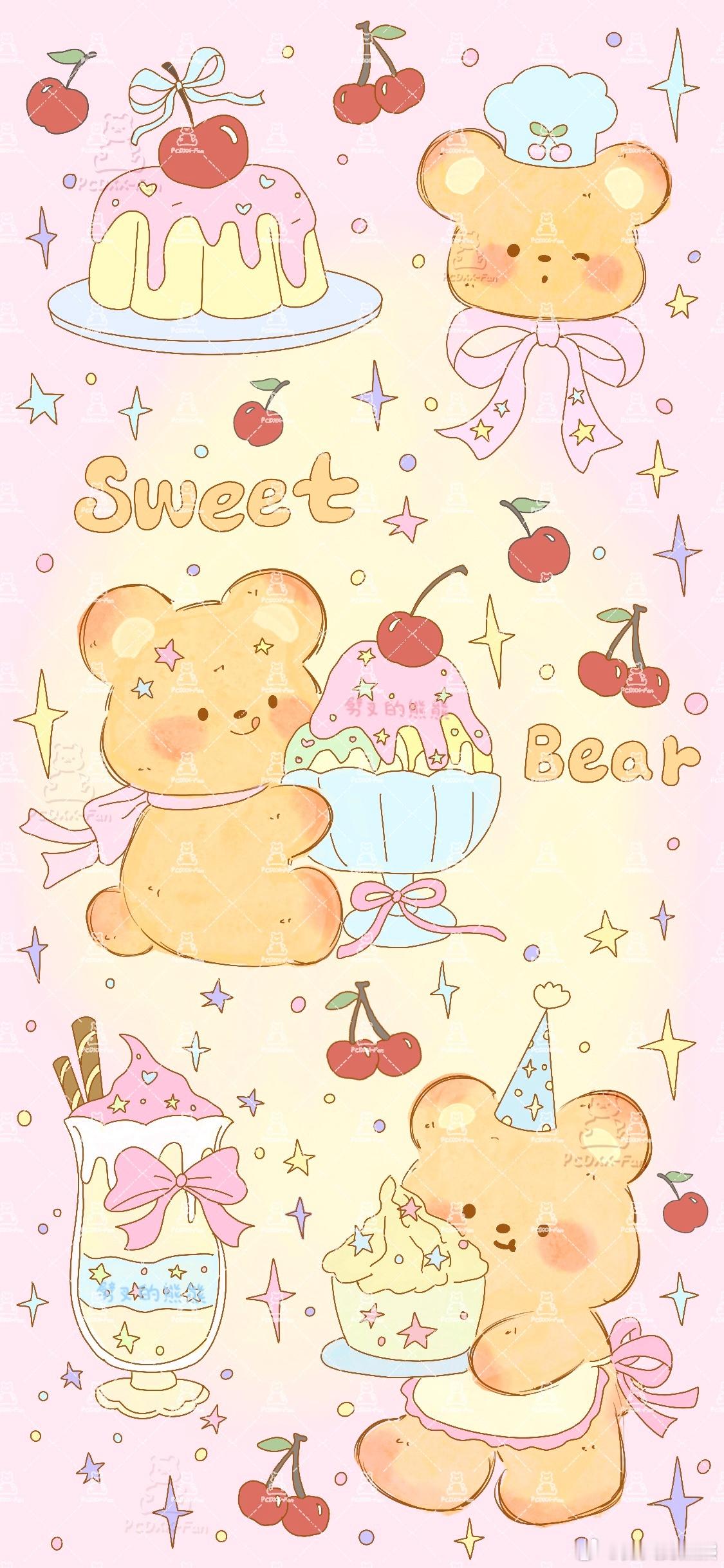 饼干小熊下午茶｜原创可爱壁纸第400期日更壁纸啦！❤️：饼干小熊下午茶｜Bisc