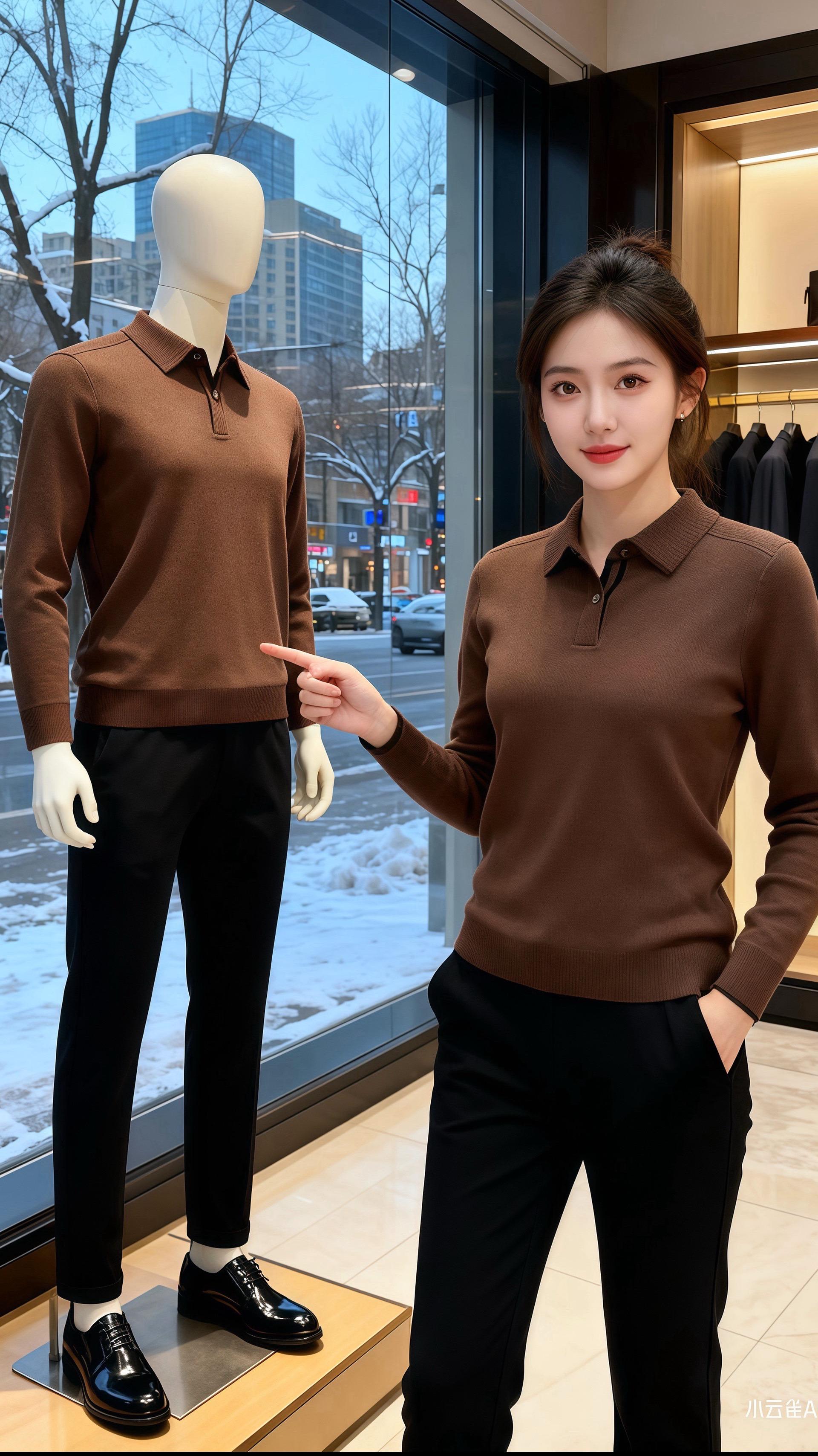 雪粒子敲得玻璃窗轻响，许妍指尖划过笔记本键盘，棕色针织衫的领口蹭得下颌...