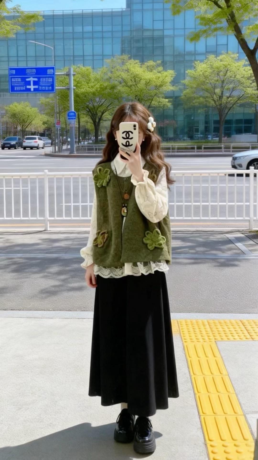 温柔穿搭 韩系穿搭 初春穿搭 今日穿搭look 开春搭配