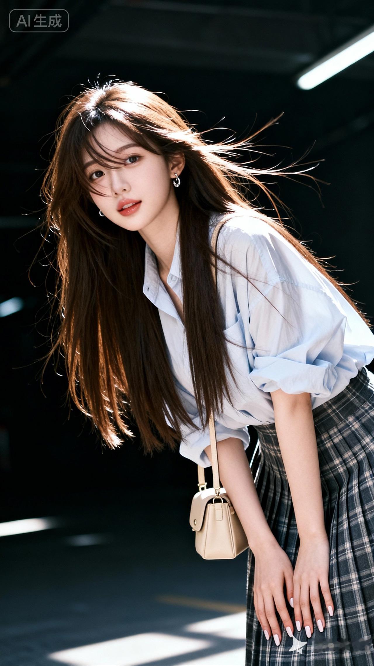 元气少女风，复古格子裙搭配白色衬衫，清新自然，阳光下的甜美瞬间！🌞👗💄