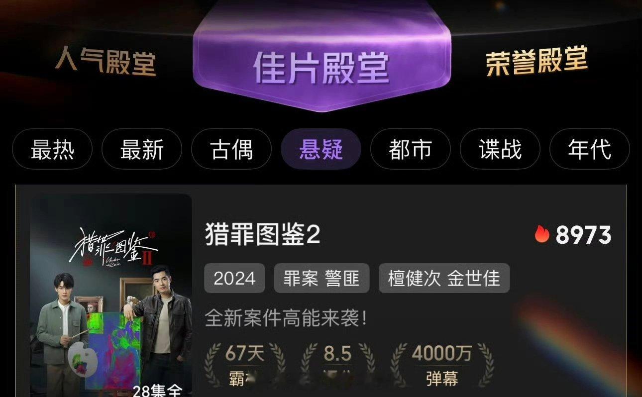 檀健次《猎罪图鉴》《猎罪图鉴2》《四方馆》登上🥝佳片殿堂 