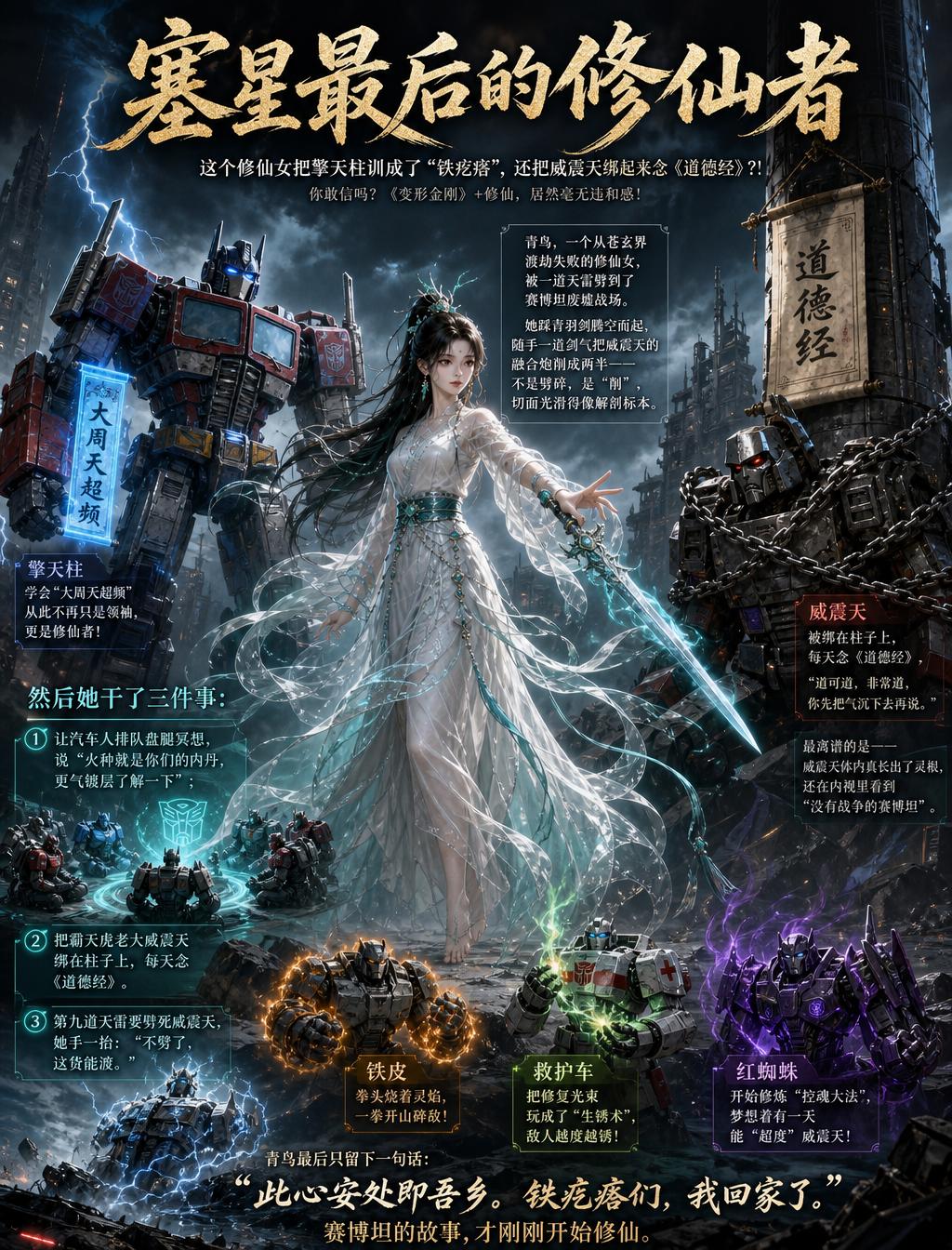 【这个修仙女把擎天柱训成了“铁疙瘩”，还把威震天绑起来念《道德经》？！】
你敢信