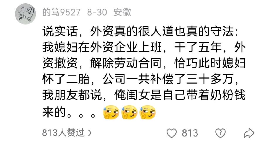 他们不是蠢也不是坏，他们是又蠢又坏，安徽网友说，外资企业真的很人道也很遵纪守法，
