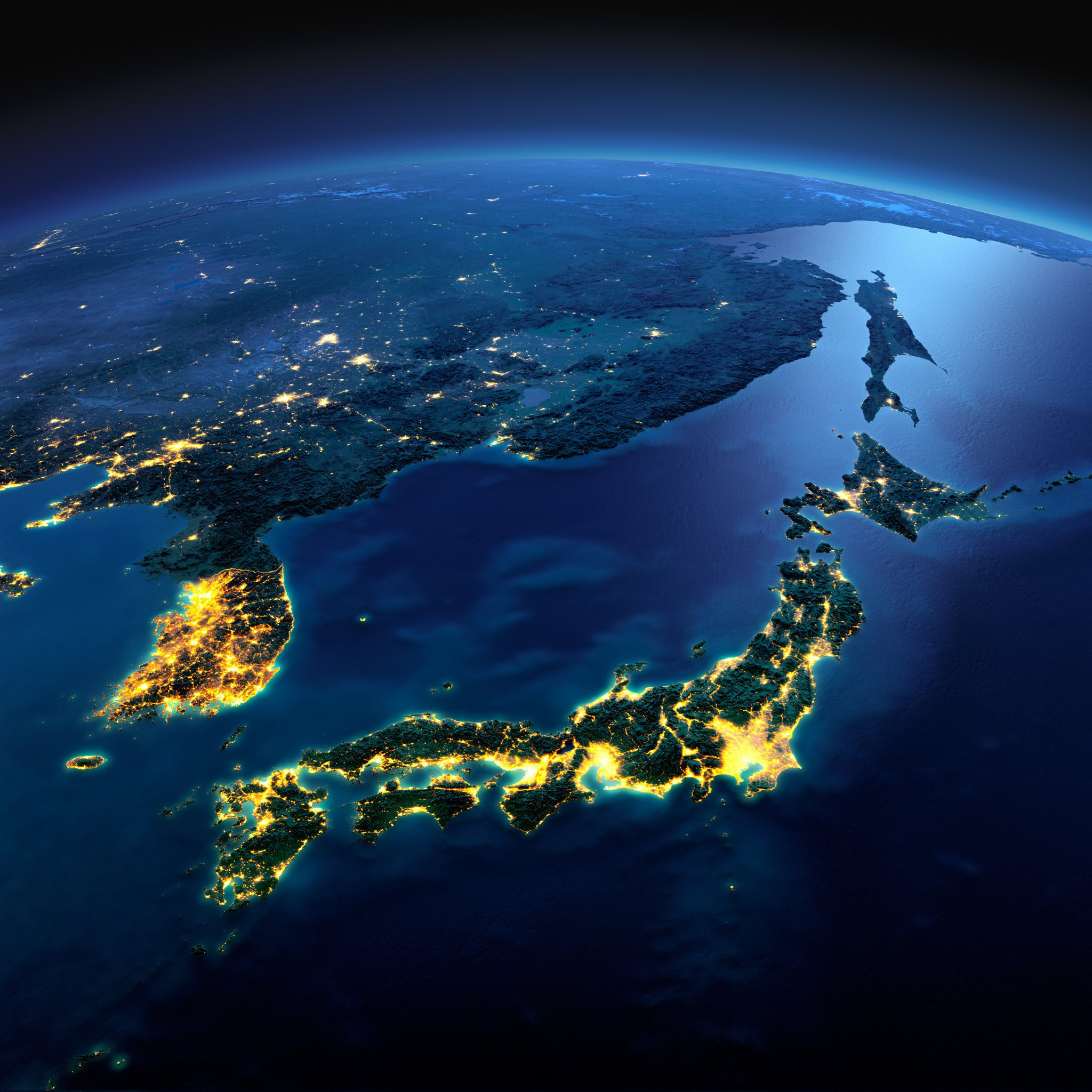 “鸟瞰”日本和韩国的都市圈 ​​​