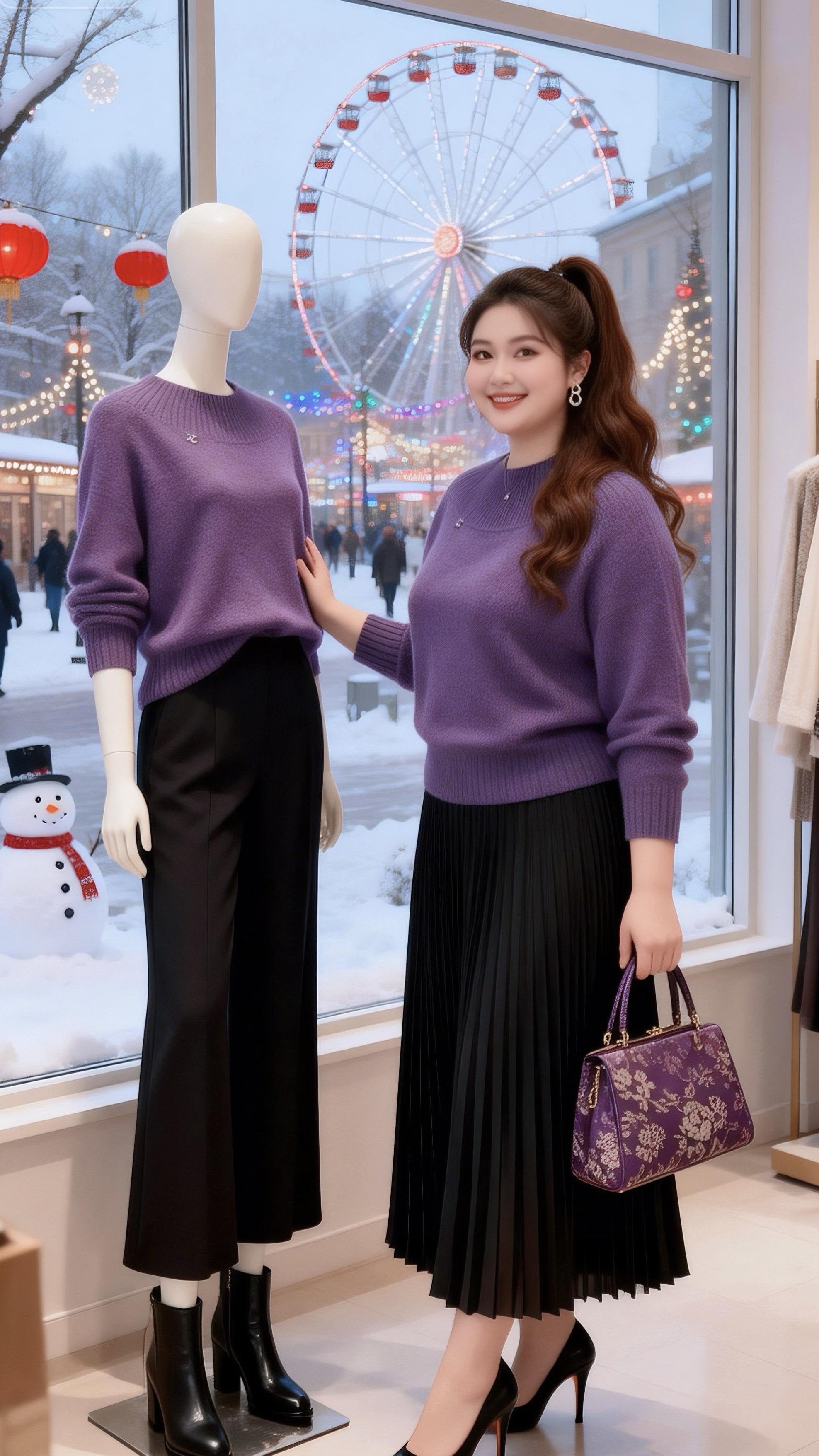 大码女装 针织毛衣 温柔风穿搭 微胖女生冬日衣服测评冬日穿搭一周不重样