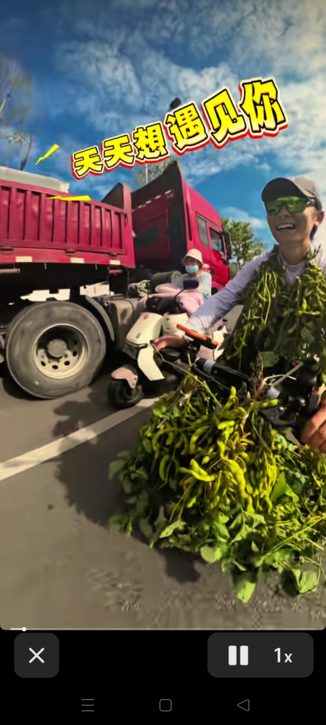 网红大振子天天给路人送吃的。
今天送毛豆，明天送花菜，后天送冰糖葫芦，大后天送大