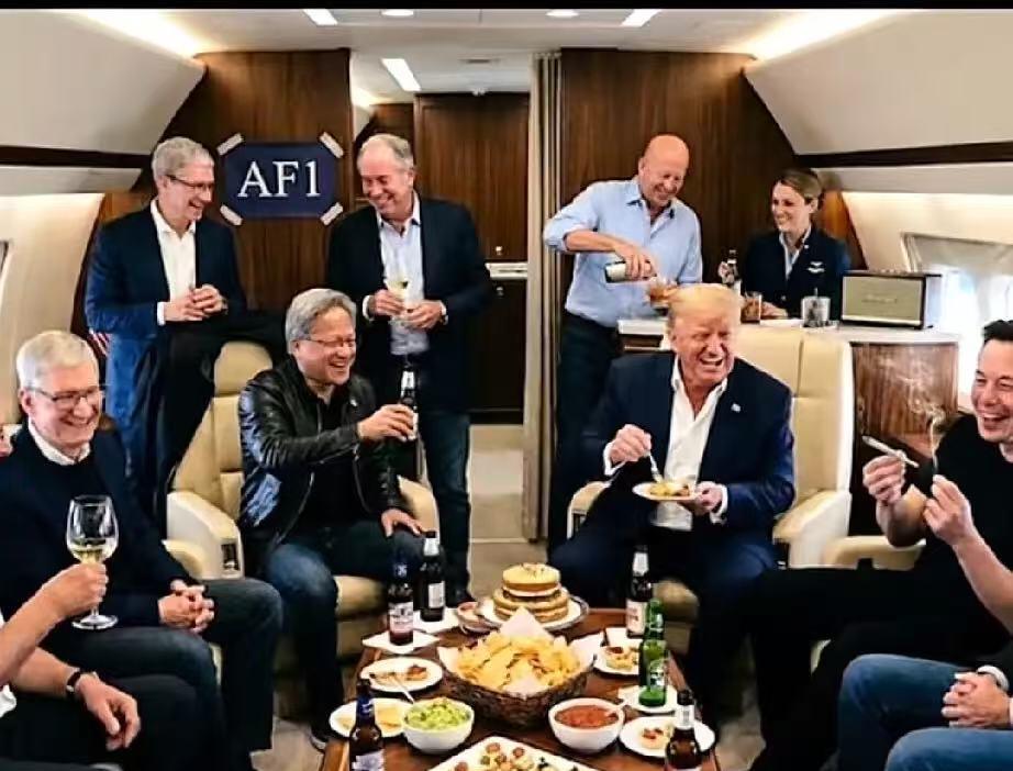 特朗普这次访华带着一些美国企业家在空军1号上面，他们是怎么消遣坐飞机的那些时间的