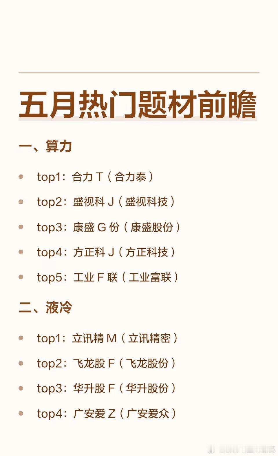 五月热门题材前瞻内容为公开数据整理，不构成任何建议！！！股票 股票知识 股市 基