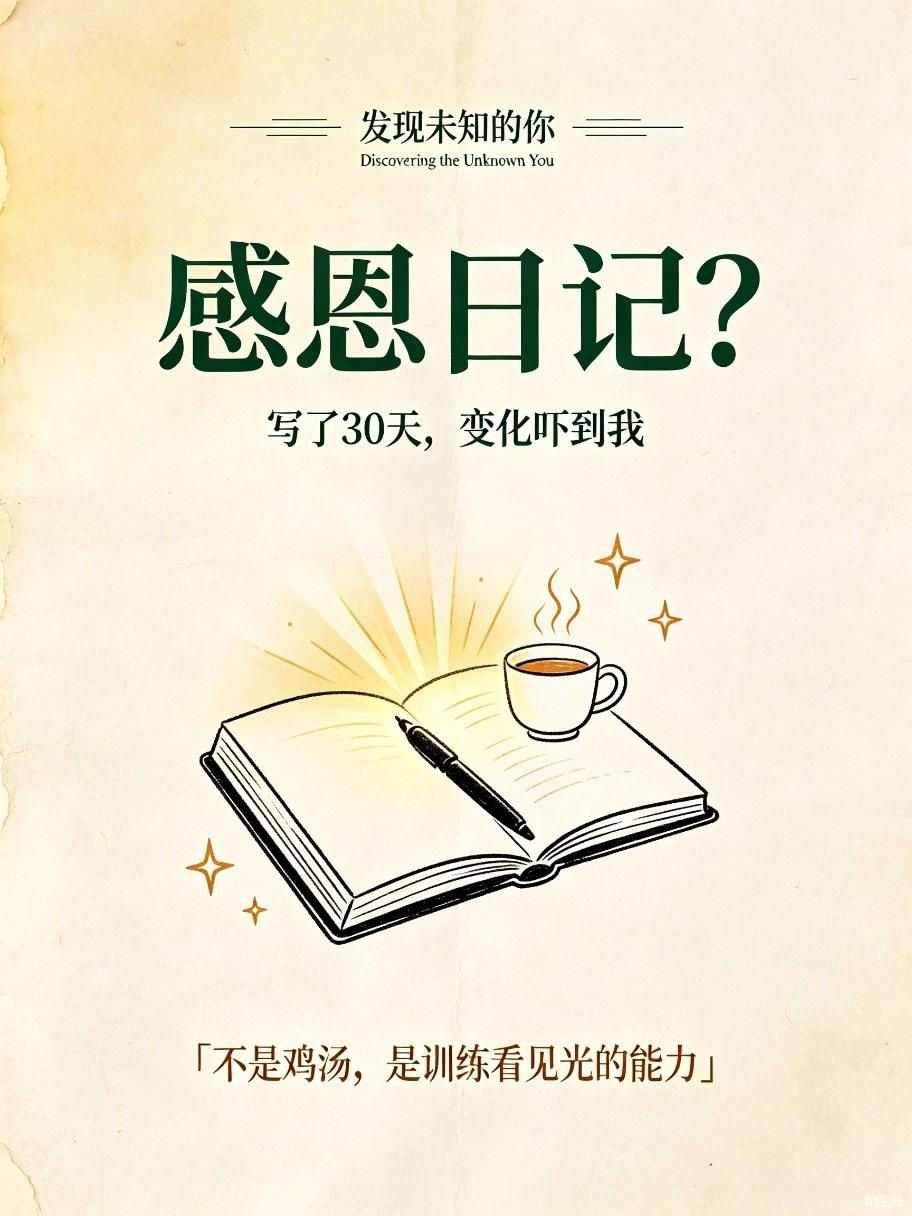 说实话，一开始我觉得感恩日记是那种鸡汤玄学。 不就是每天写几句"今天天气真好""