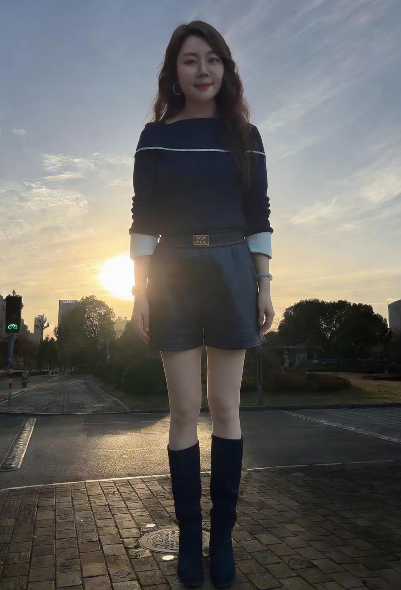 夕阳把柏油路煮成液态的金
她站在光的中央
像一块被温柔包裹的磁石
吸走了所有路过