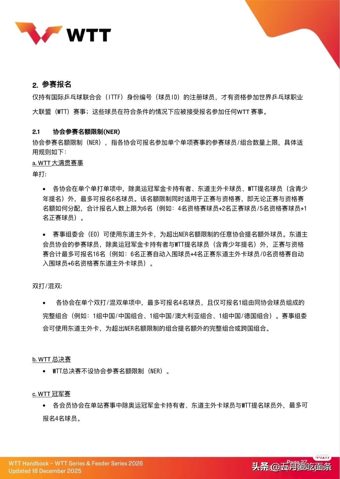 没想到最终还是WTT出手，解决球员轮休的问题。
WTT最新的文件显示，对于各协会