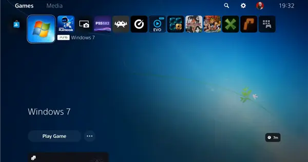 玩家整活新高度！PS5主菜单直接入Windows 7：经典开机动画重现