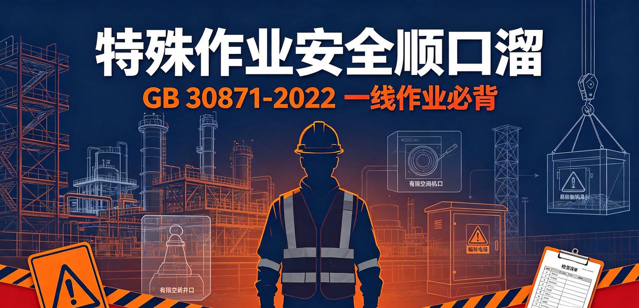 对标GB30871‑2022｜八大特殊作业安全顺口溜
 
化工、工贸企业事故，多