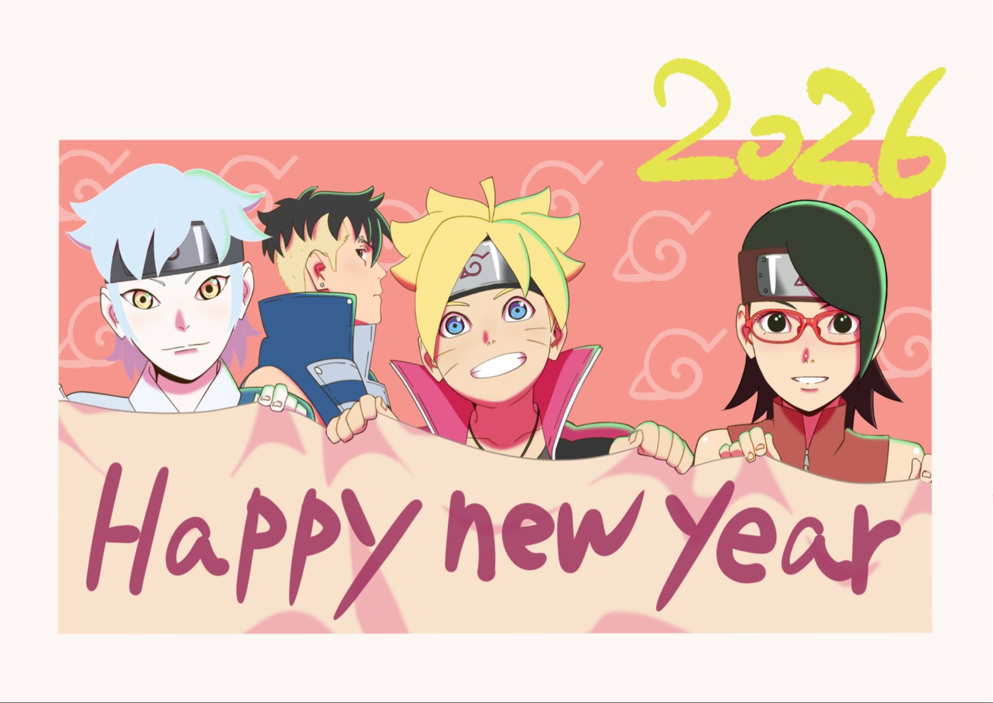 作画监督 大河原烈老师最新绘制的2026新年贺图！🎊火影忍者博人传