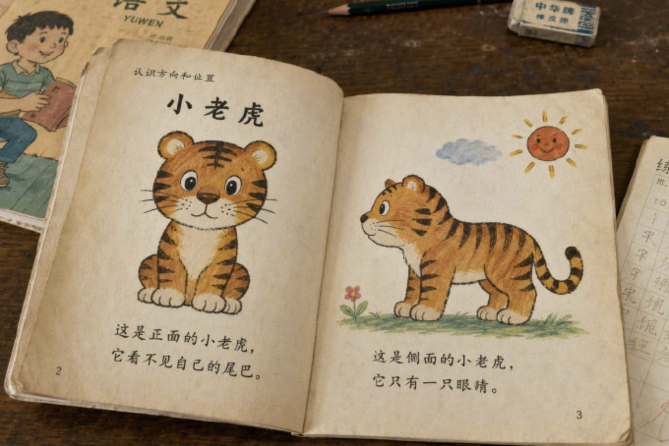 两只老虎的歌词终于解密了原来是给小朋友讲正面侧面的，我说歌词咋奇奇怪怪的呢...