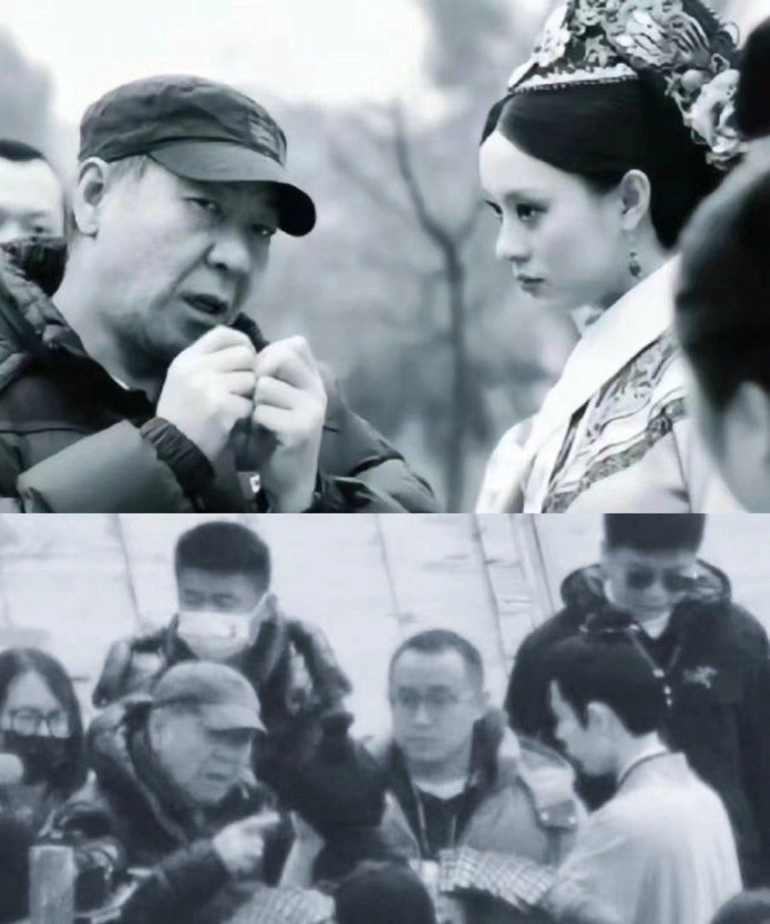 #郑晓龙甄嬛传讲戏vs藏海传讲戏#藏海传拍摄现场，郑晓龙在给肖战讲戏的表情一如既
