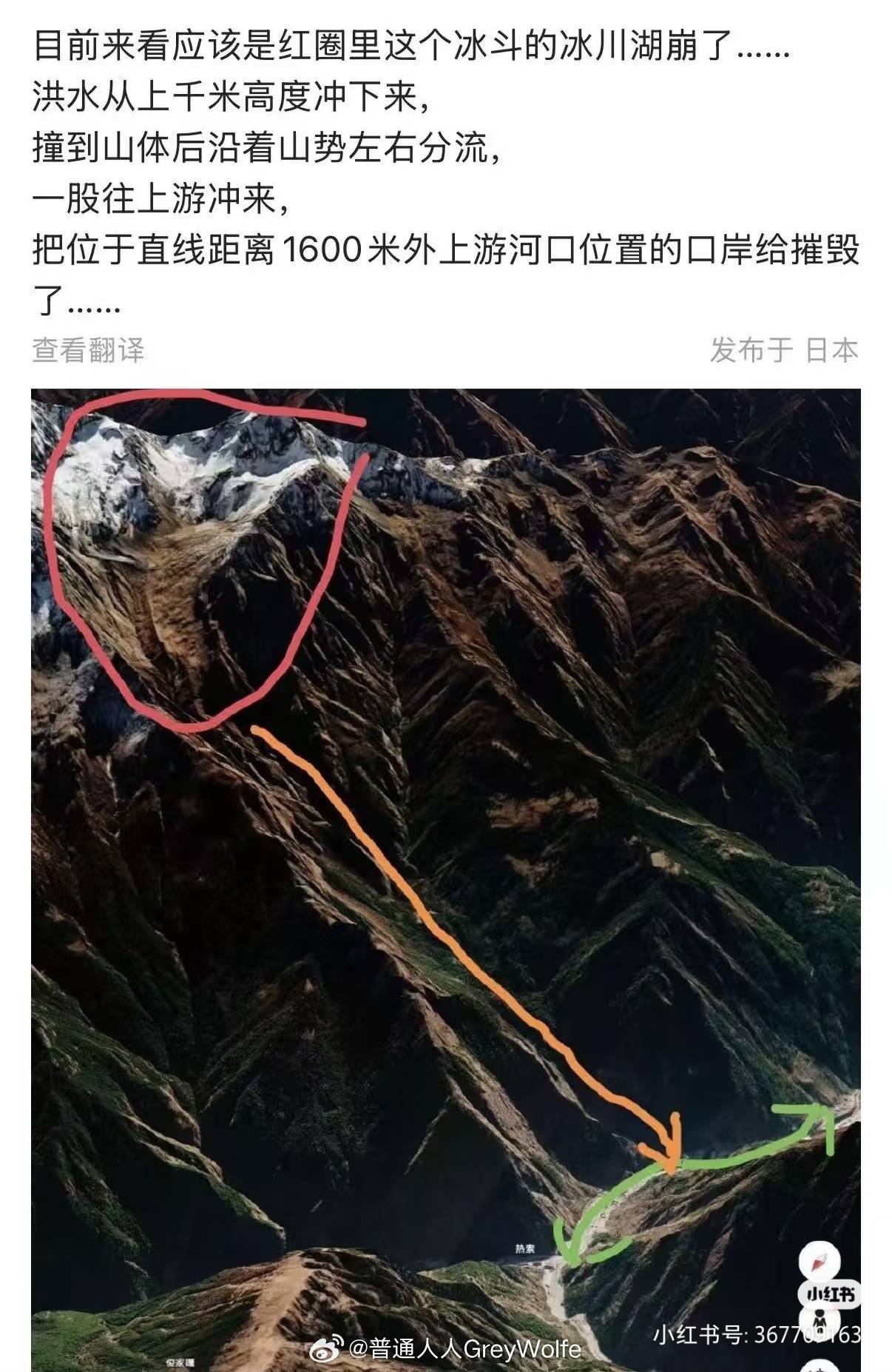 西藏泥石流看到一个原因猜测如果是这落差，倒能解释为什么这么猛了动能太大这种泥石流