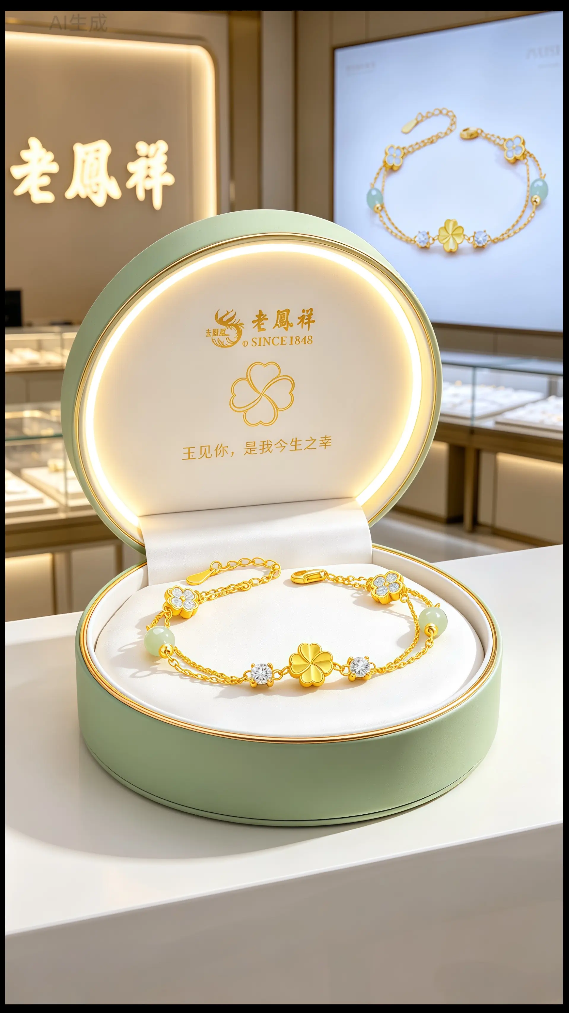 520礼物  高颜值手链 惊喜送礼方式 送女朋友礼物手链 老凤祥