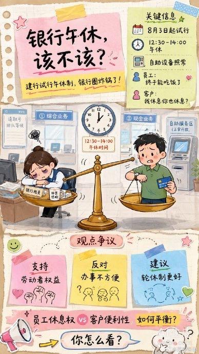 银行具有较强公共服务属性。尤其对上班族、老年人等群体而言，午休时段可能是唯一可支