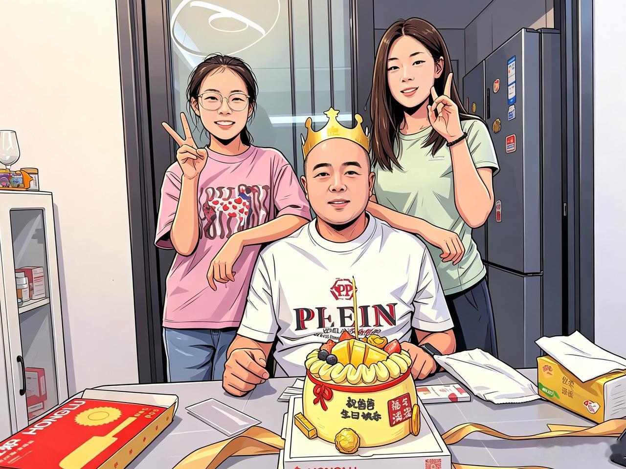 周日的小幸福：给我家顶梁柱提前过生日。

趁周末一家人都齐整，赶在老公和孩子返程