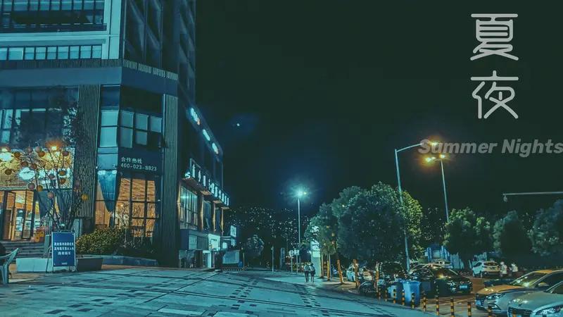 盛夏的夜

      月光朦胧，泻下一片银色的微光，街道上，路灯灿灿发亮。温润
