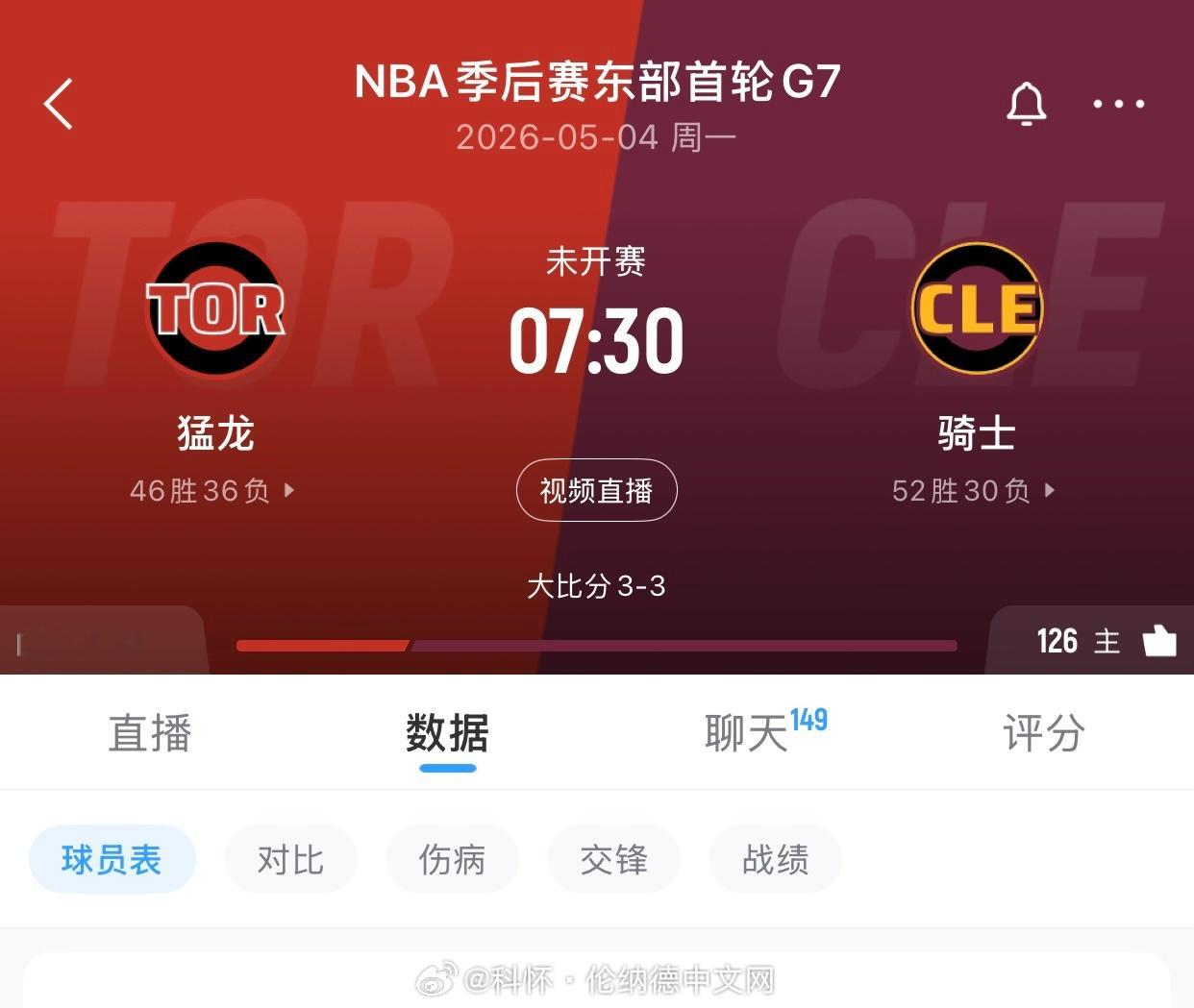 骑士vs猛龙 抢七大战时间定了，4号上午7点半！登哥放手一搏吧！