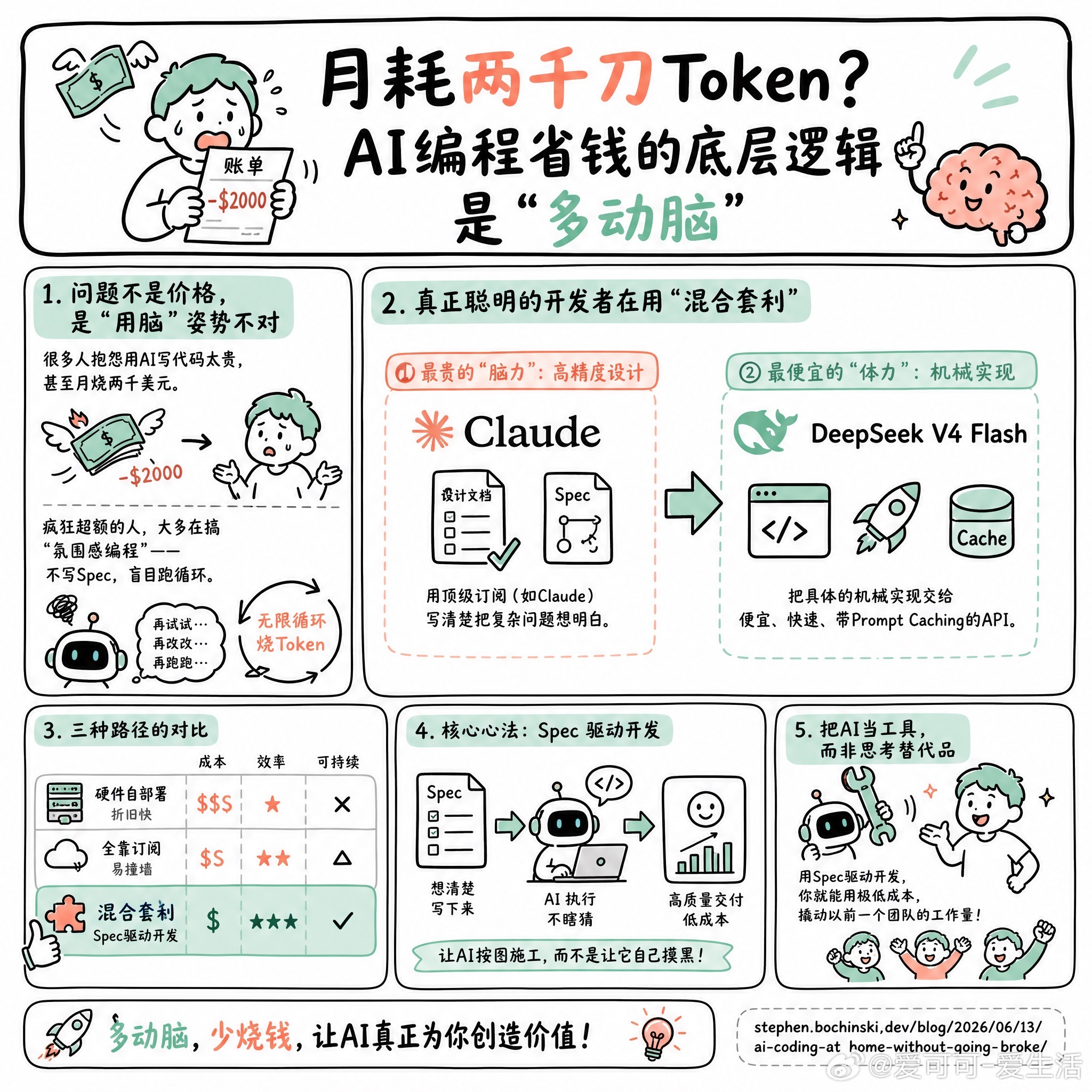 【月耗两千刀Token？AI编程省钱的底层逻辑是“多动脑”】很多人抱怨用AI写代