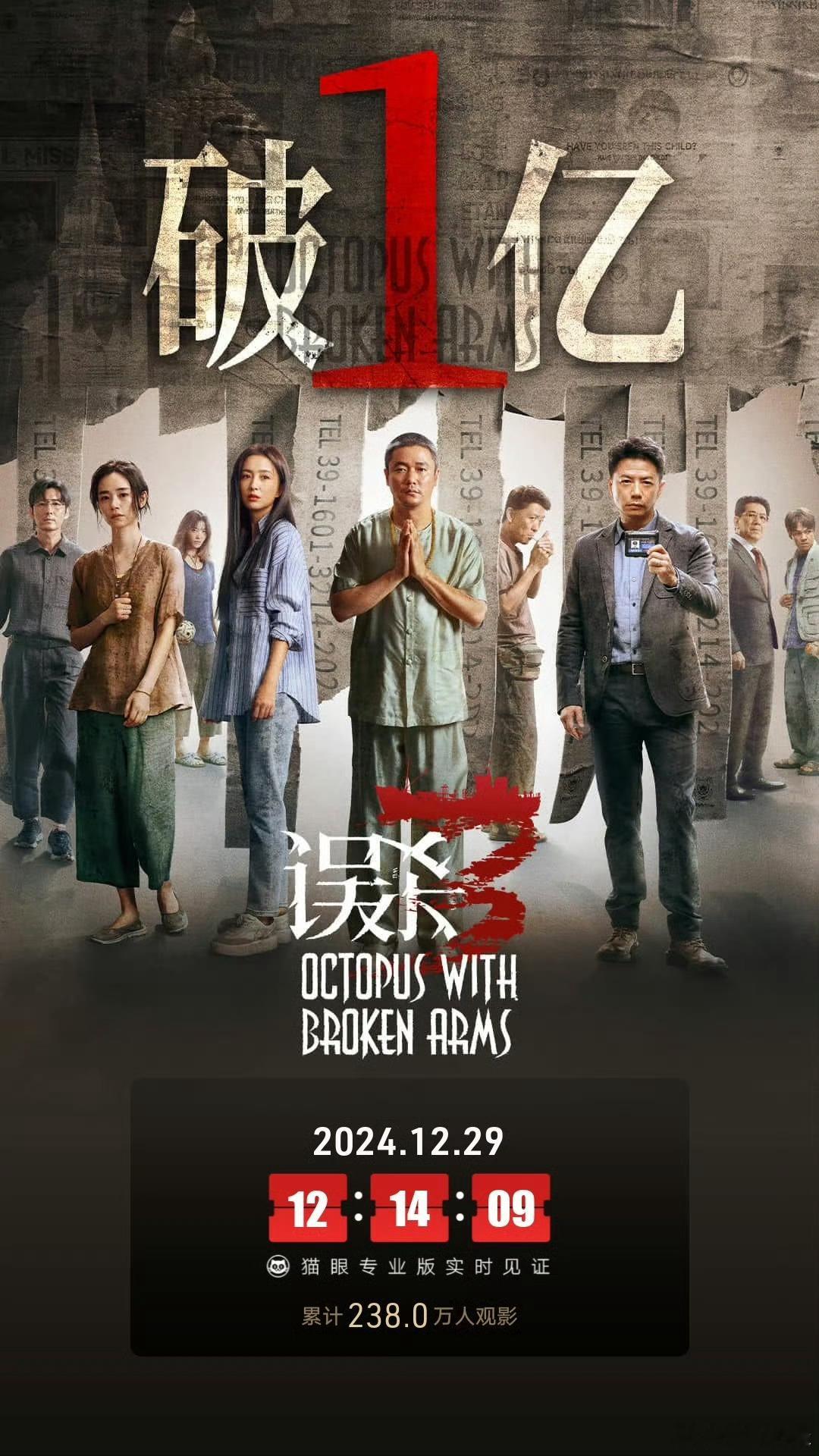 跨年电影愿  误杀3总票房破亿  据猫眼专业版数据，电影《误杀3》 上映2天，总