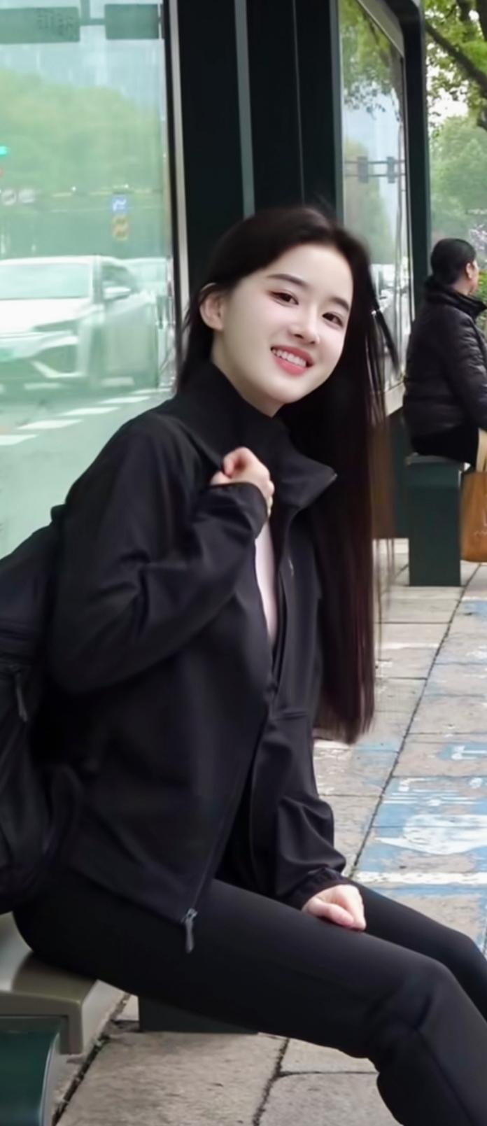 静坐候车时，笑语入画来。