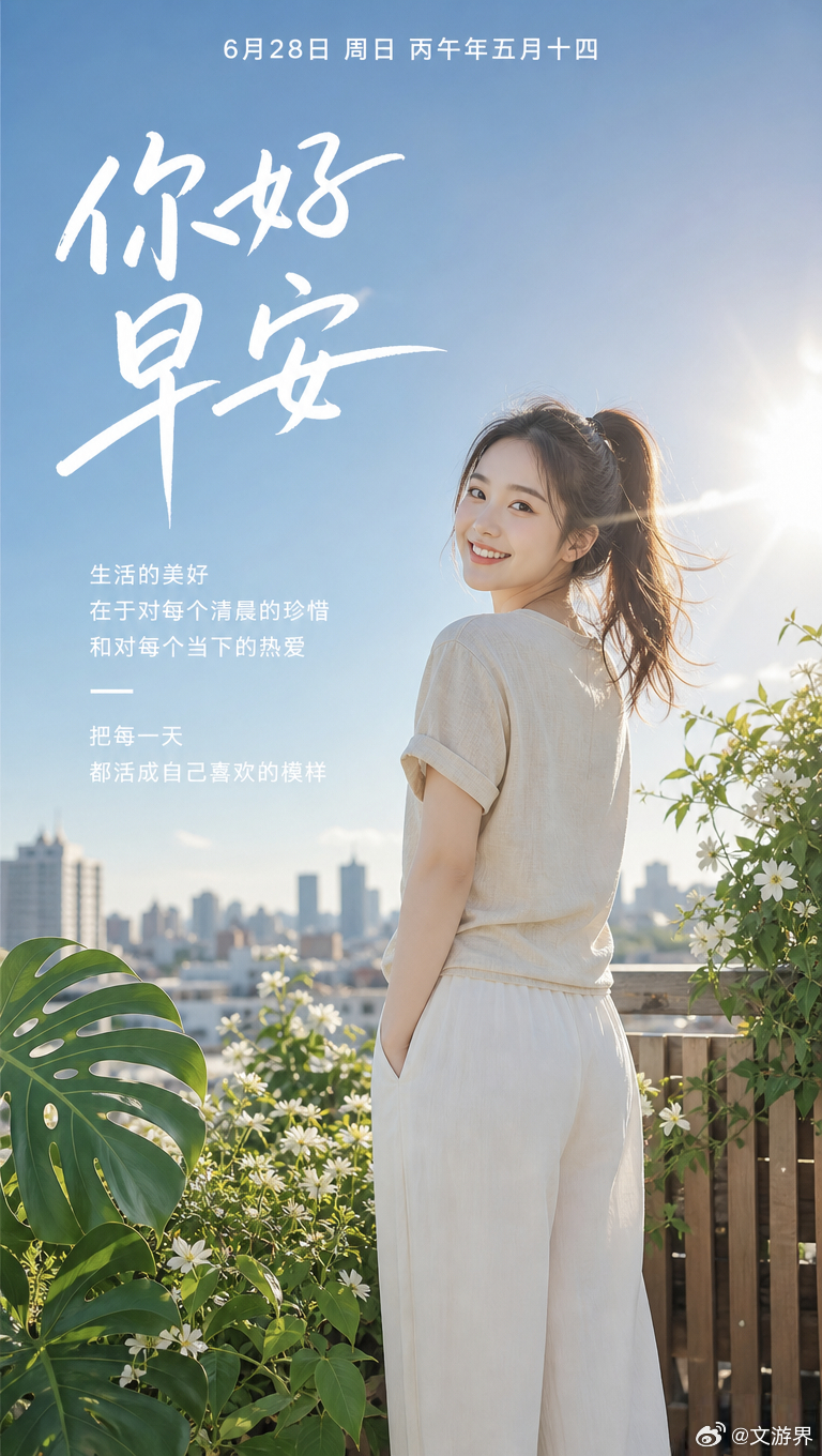 6月28日 周日 丙午年五月十四你好早安生活的美好在于对每个清晨的珍惜和对每个当