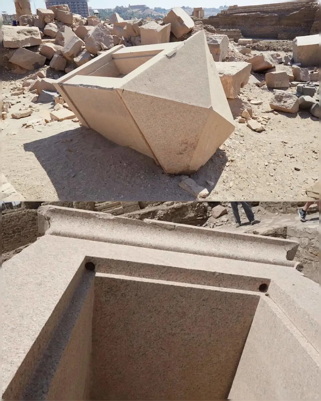 埃及埃勒芬蒂内岛一块经过精确切割的花岗岩，可追溯到 3000 多年前的...