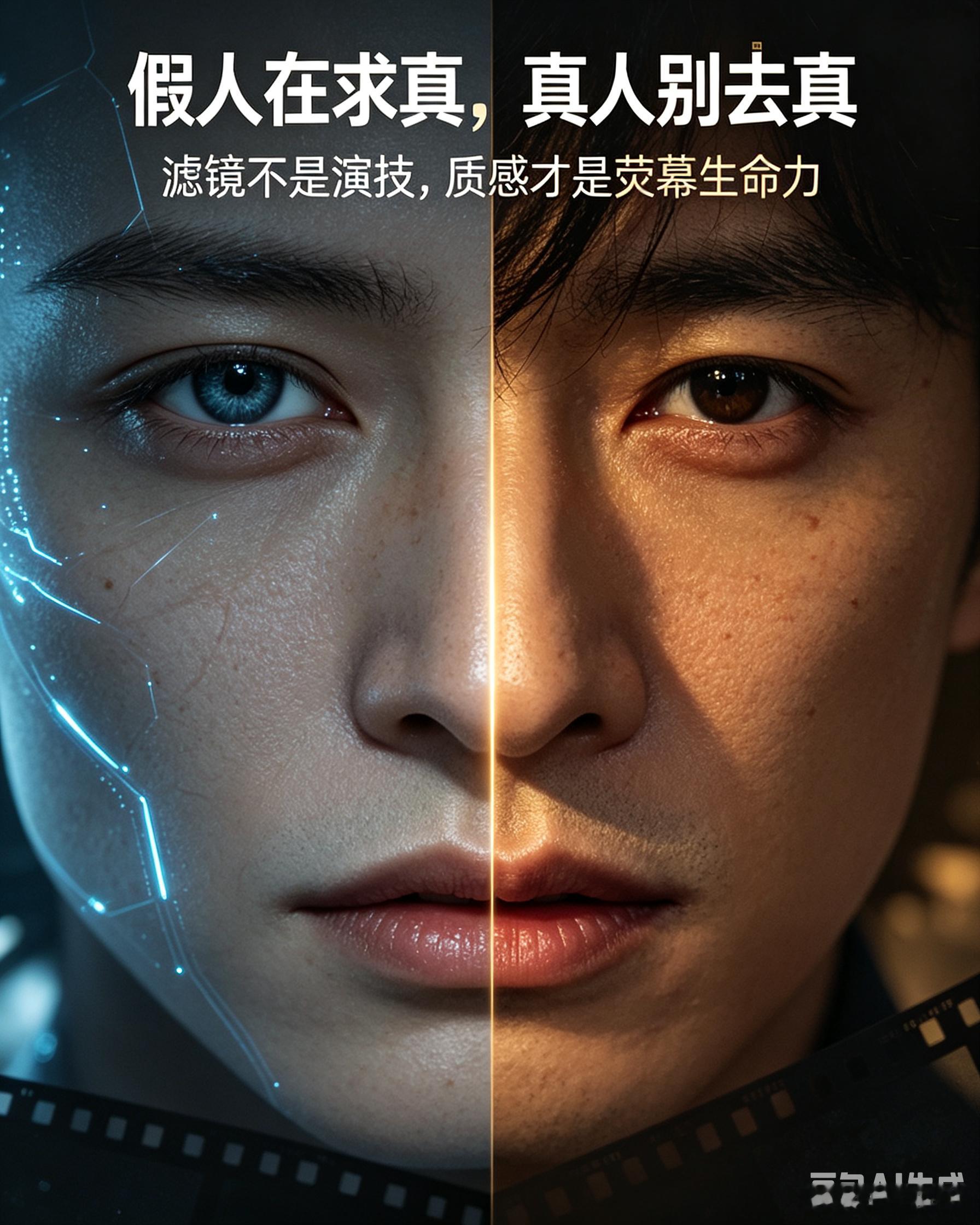 AI演员生成毛孔瑕疵 真人演员磨皮外在画面只是载体，富有温度的演绎永远无可替代。