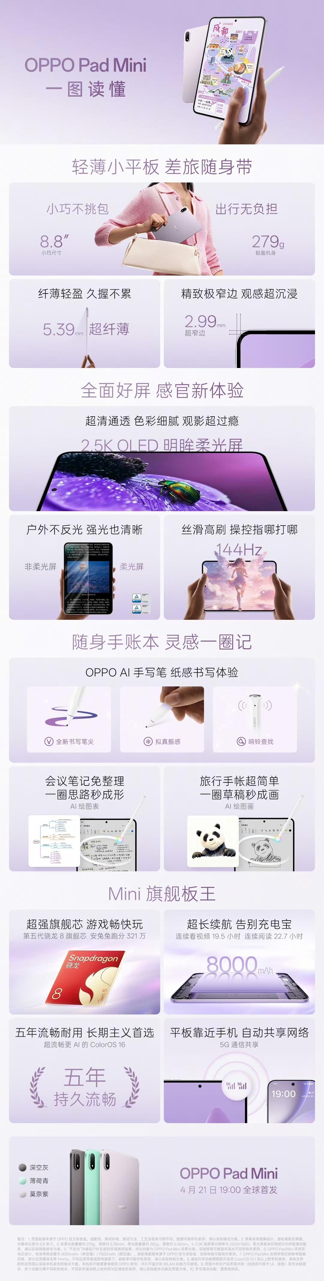 【OPPO Pad Mini 参数配置汇总】OPPO Pad Mini 定位轻薄